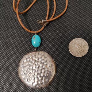Silpada Hammered Silver pendant necklace with turquoise bead